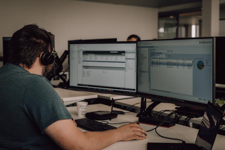 Engineer working on his computer